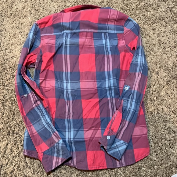 Red and blue plaid button down shirt - Picture 2 of 3